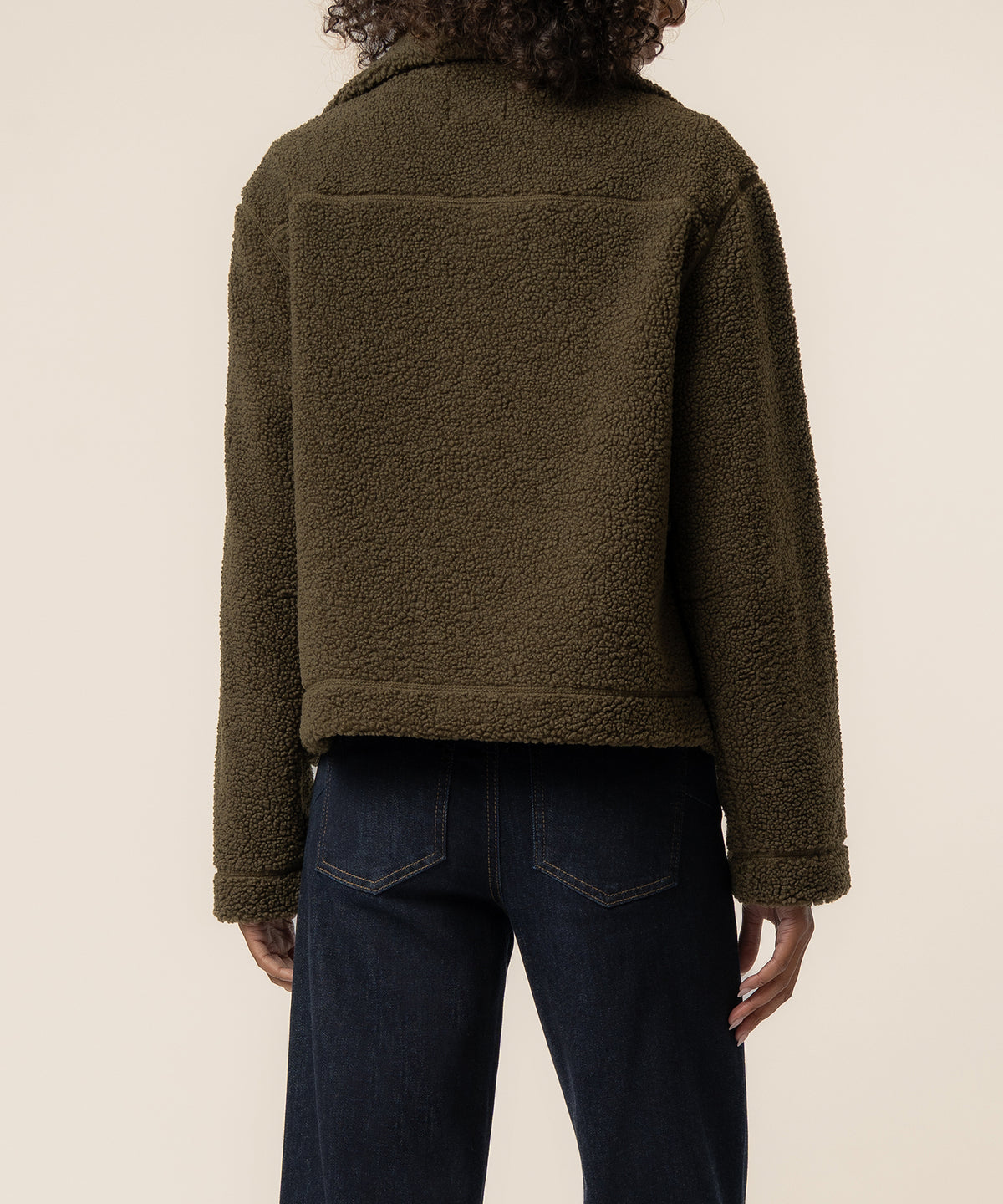 Dena Faux Shearling Jacket in Olive