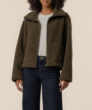 Dena Faux Shearling Jacket in Olive