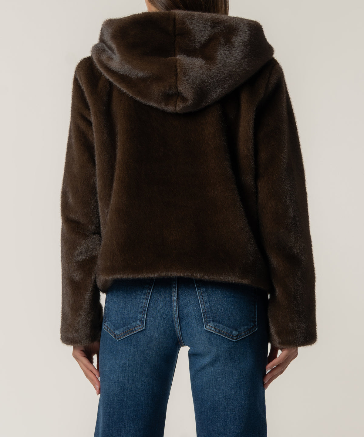 Saskia Faux Fur Jacket in Chocolate