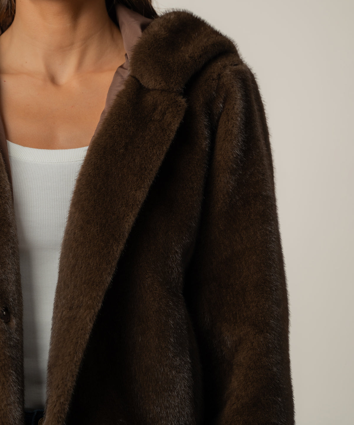 Saskia Faux Fur Jacket in Chocolate