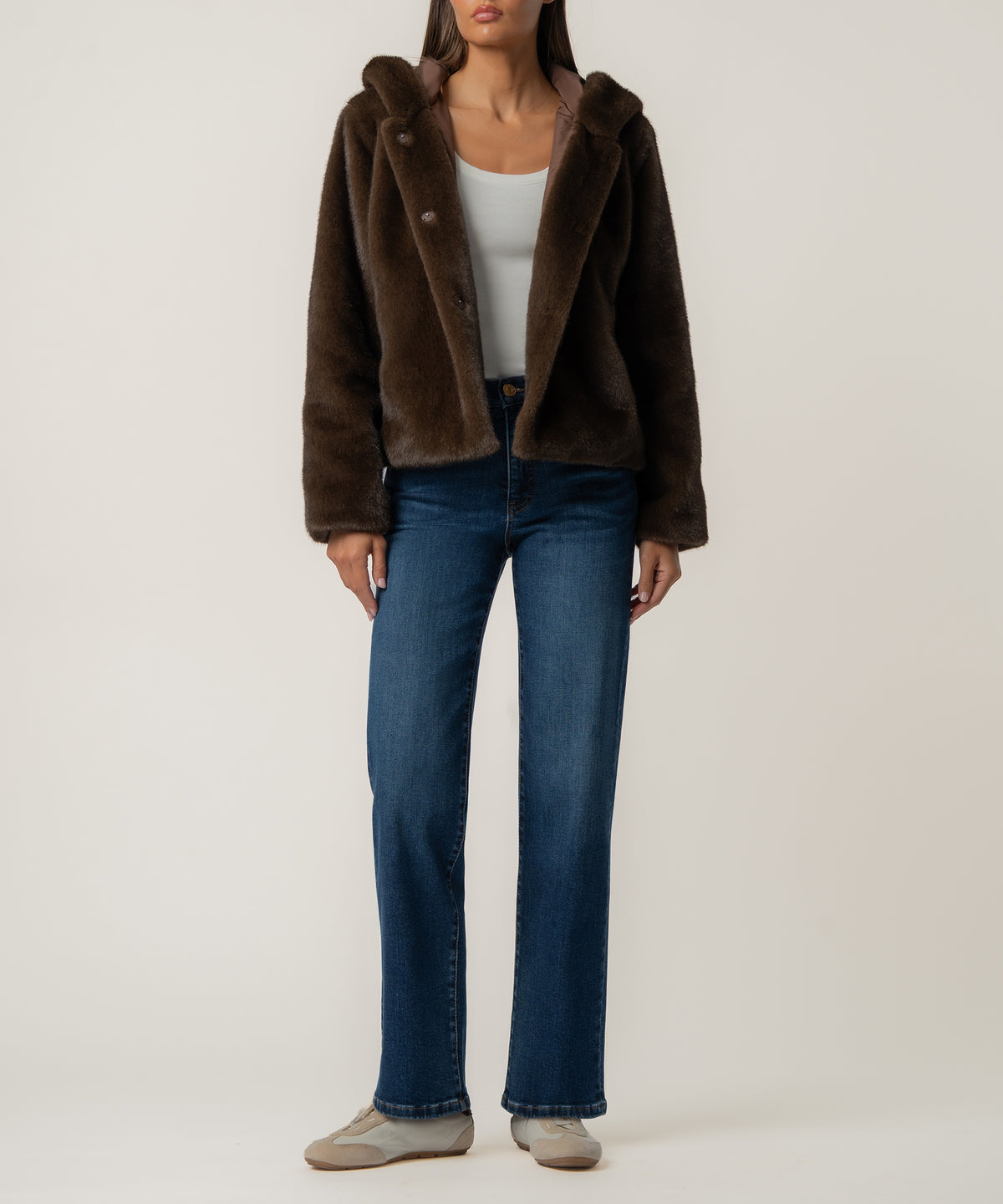 Saskia Faux Fur Jacket in Chocolate