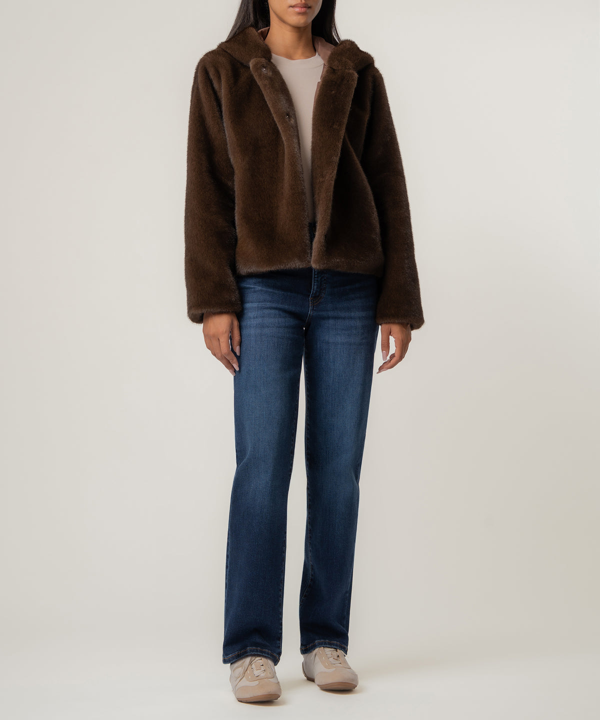 Saskia Faux Fur Jacket in Chocolate