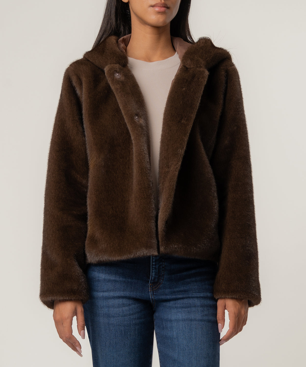 Saskia Faux Fur Jacket in Chocolate