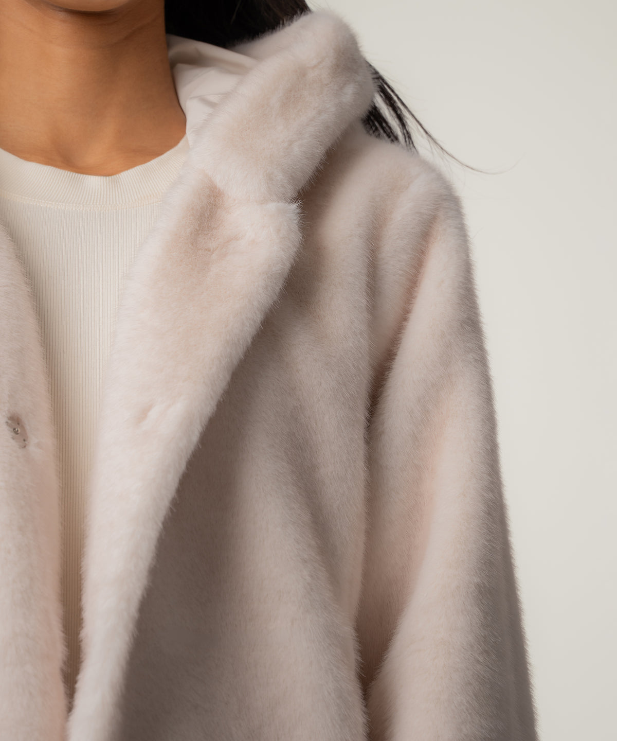 Saskia Faux Fur Jacket in Ivory