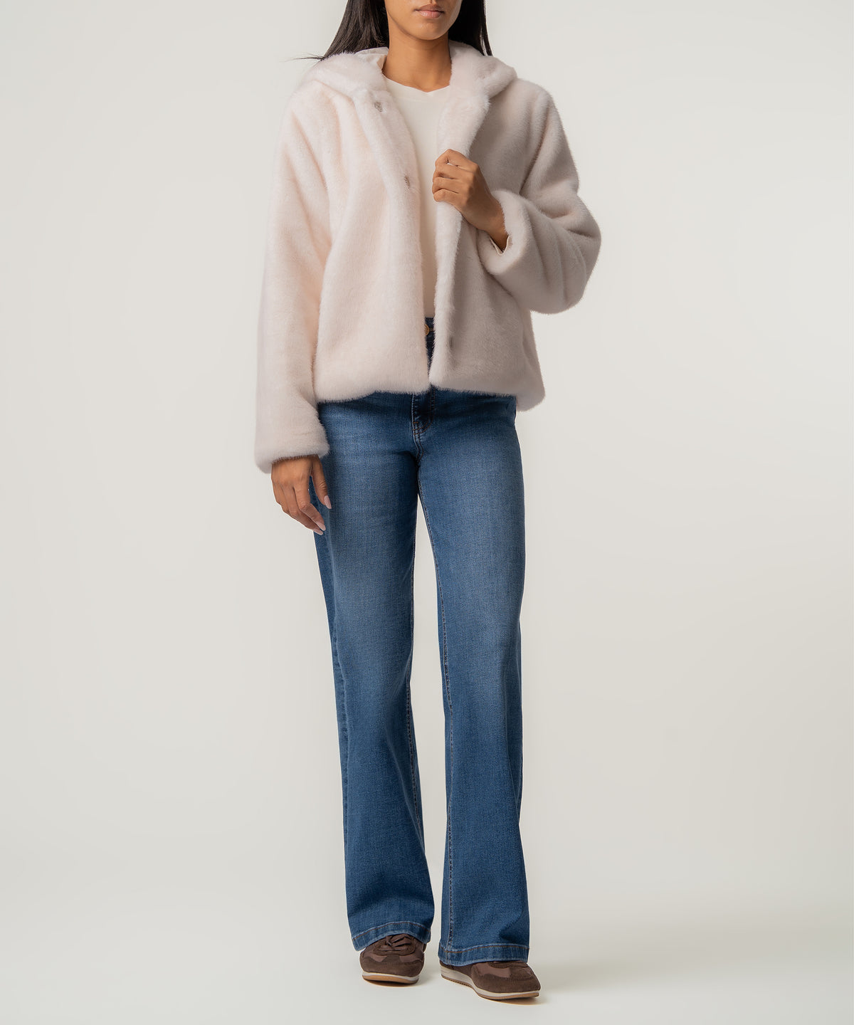 Saskia Faux Fur Jacket in Ivory