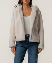 Saskia Faux Fur Jacket in Ivory