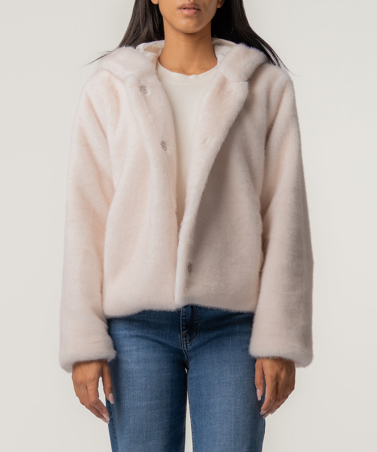 Saskia Faux Fur Jacket in Ivory