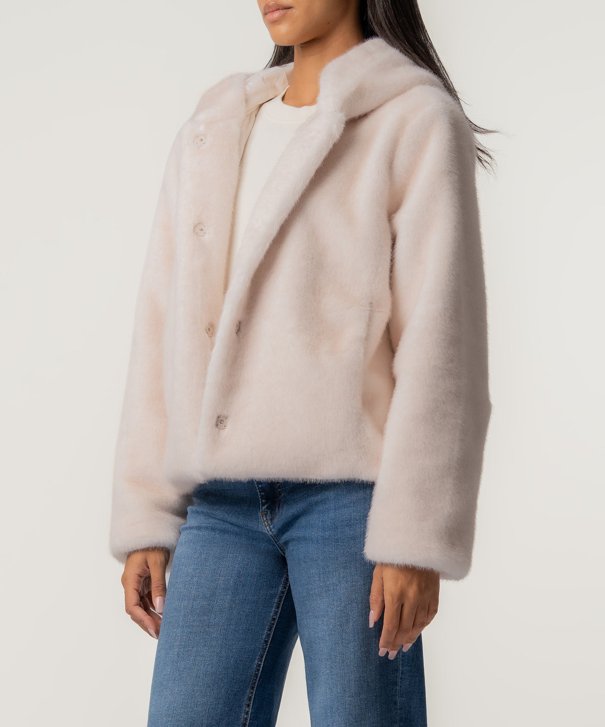 Saskia Faux Fur Jacket in Ivory