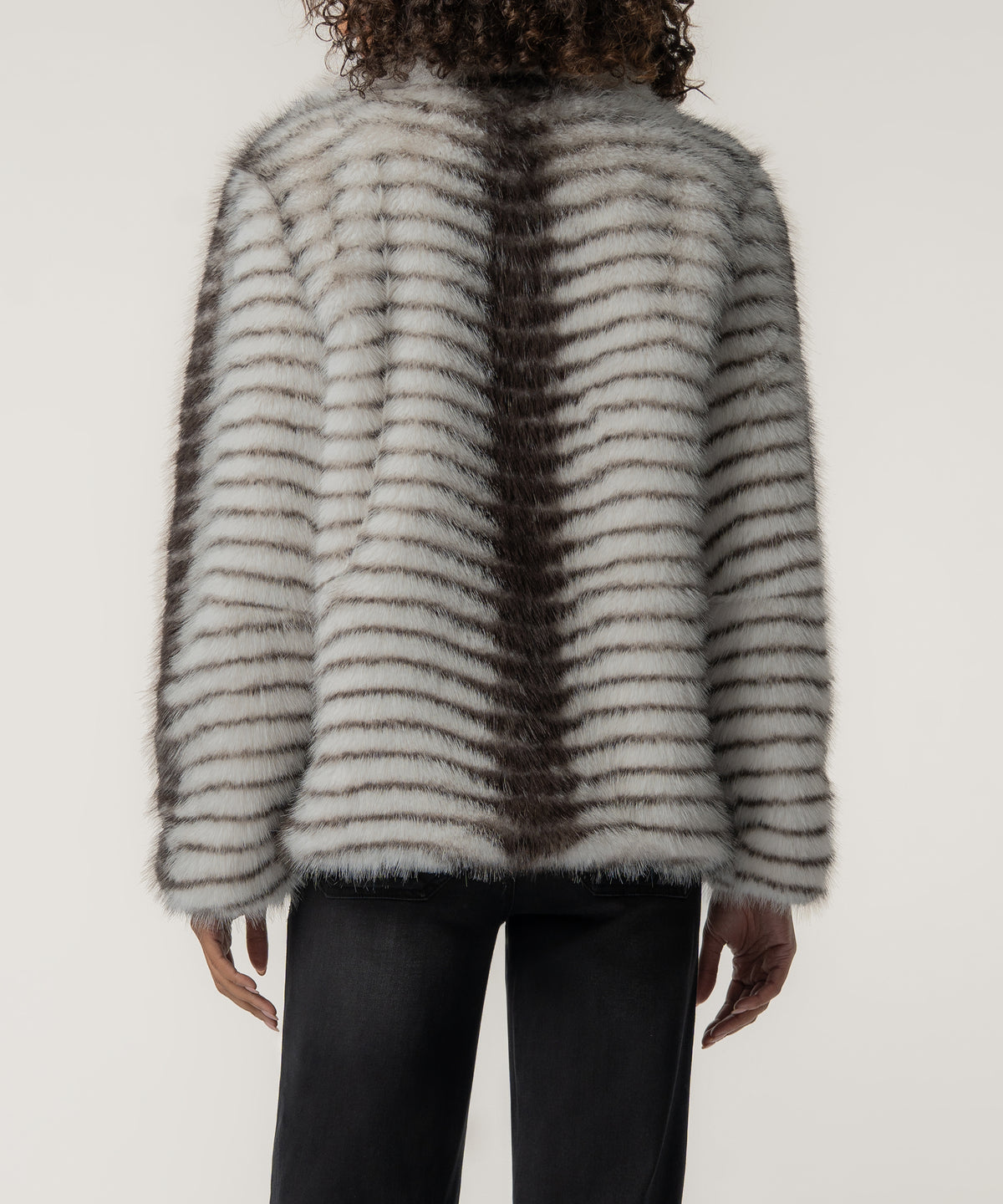 Paris Faux Fur Coat, Exclusive in Brown/White