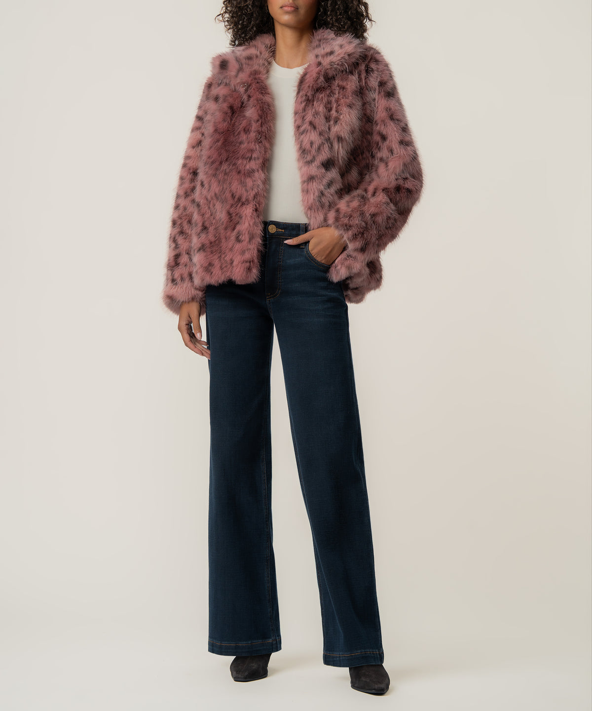 Paris Faux Fur Coat, Exclusive in Rhubarb