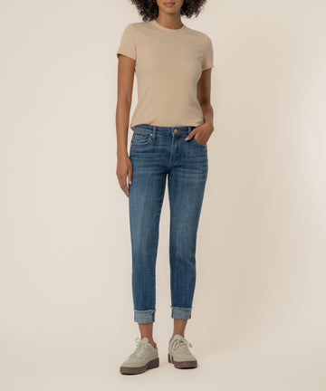 Amy Mid Rise Crop Straight Leg