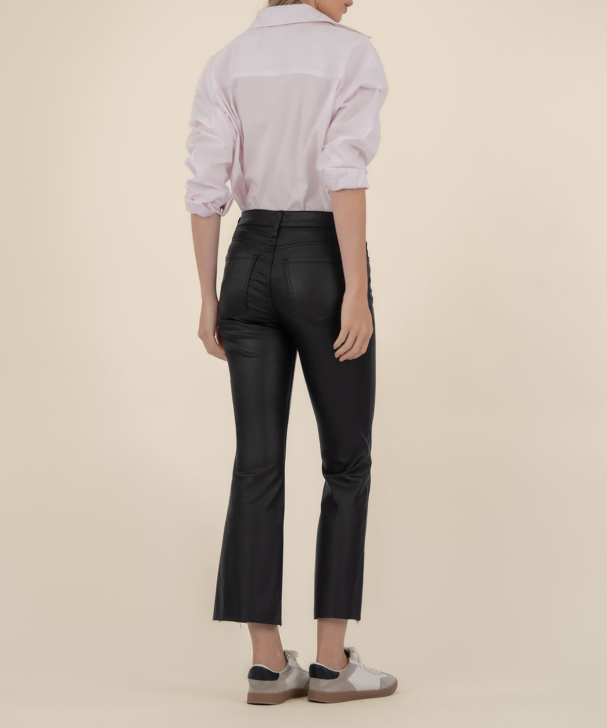 Kelsey Coated High Rise Ankle Flare in Black