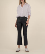 Kelsey Coated High Rise Ankle Flare in Black