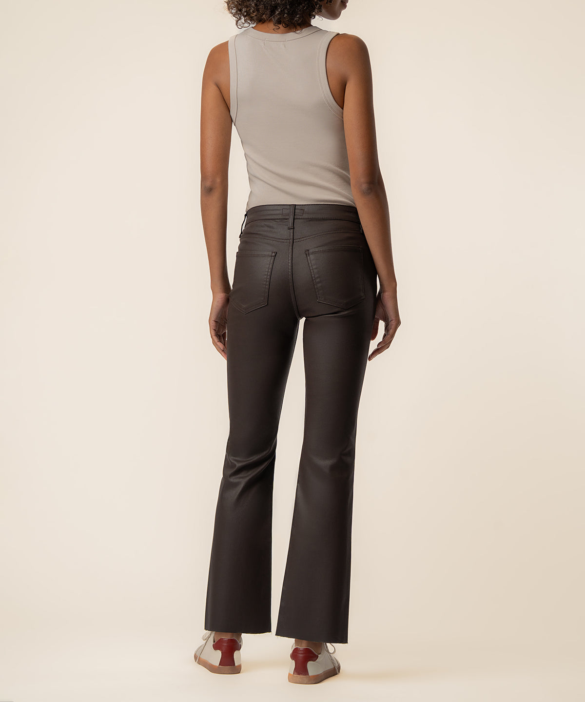 Kelsey Coated High Rise Ankle Flare in Chocolate