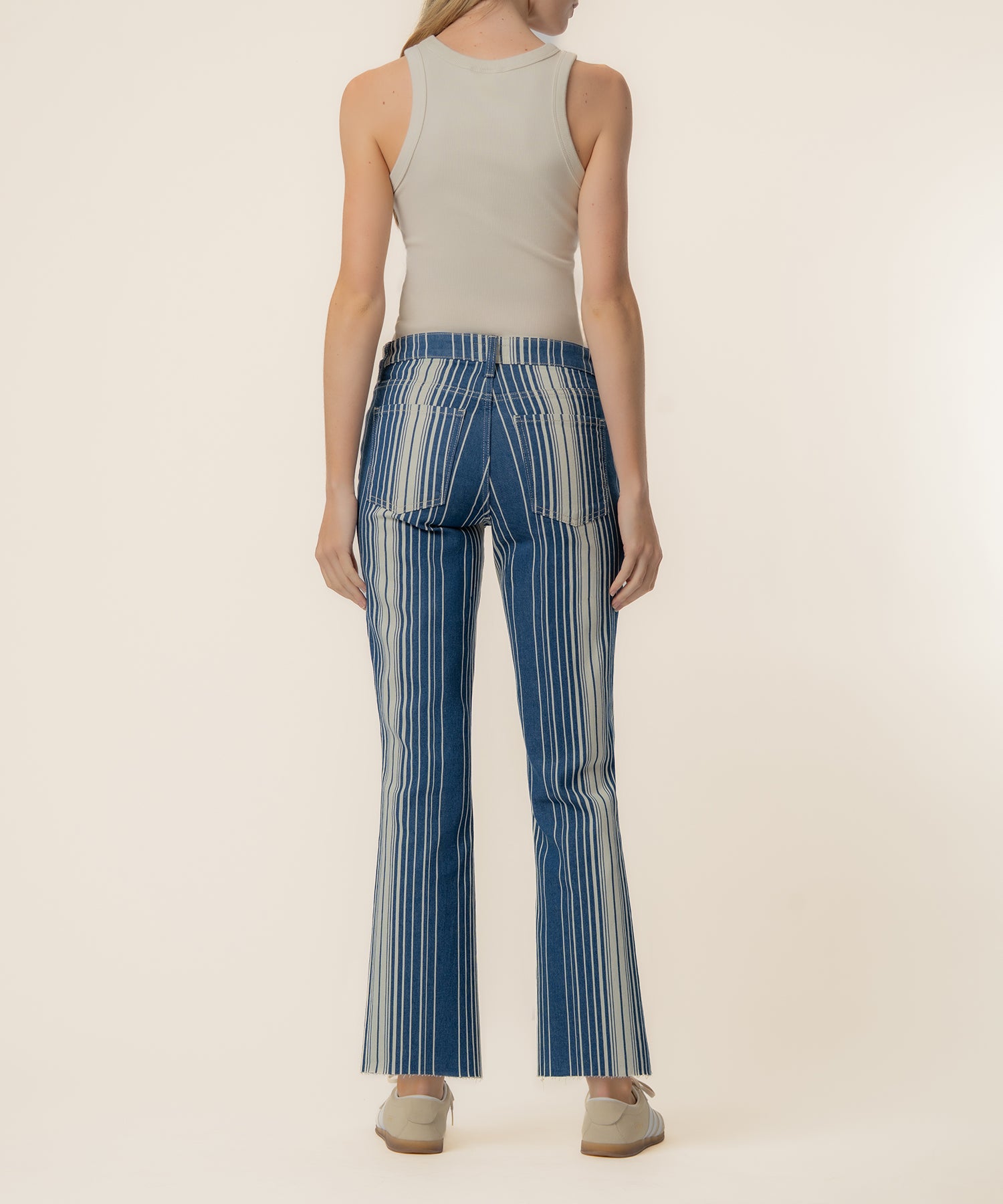 Kelsey Twill High Rise Ankle Flare, Exclusive in Navy/Ivory