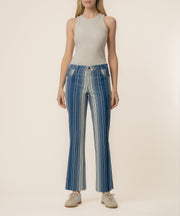 Kelsey Twill High Rise Ankle Flare, Exclusive in Navy/Ivory