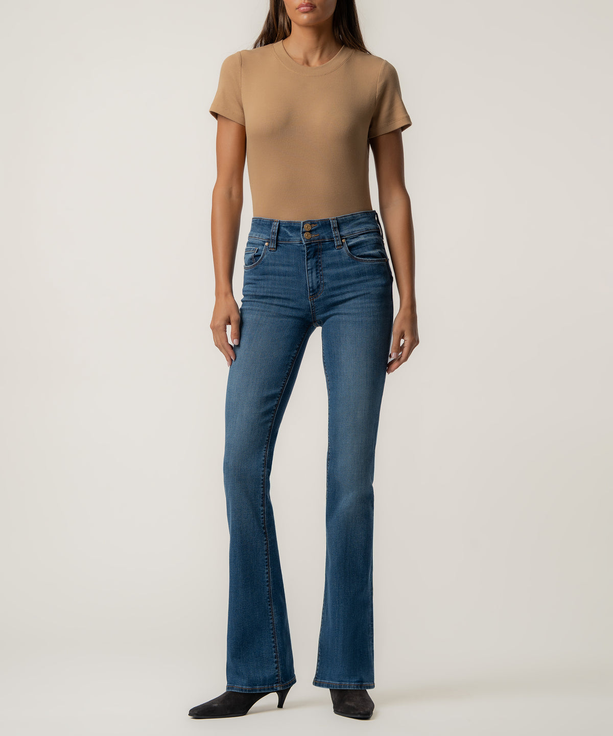 Natalie High Rise Bootcut Wide in Audit Wash