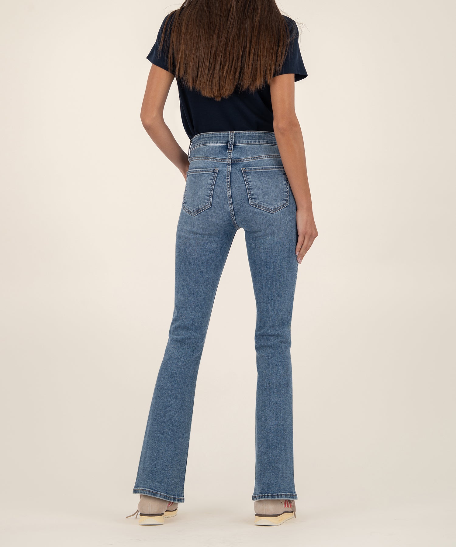 Natalie High Rise Bootcut, Short Inseam in Cracking Wash
