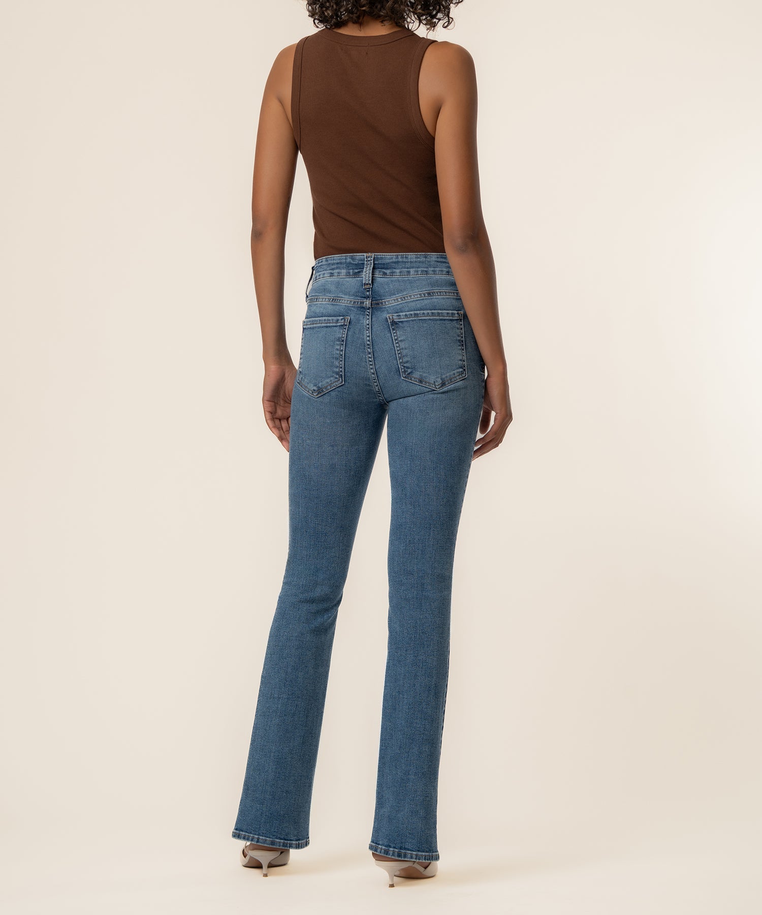 Natalie High Rise Bootcut, Short Inseam in Cracking Wash