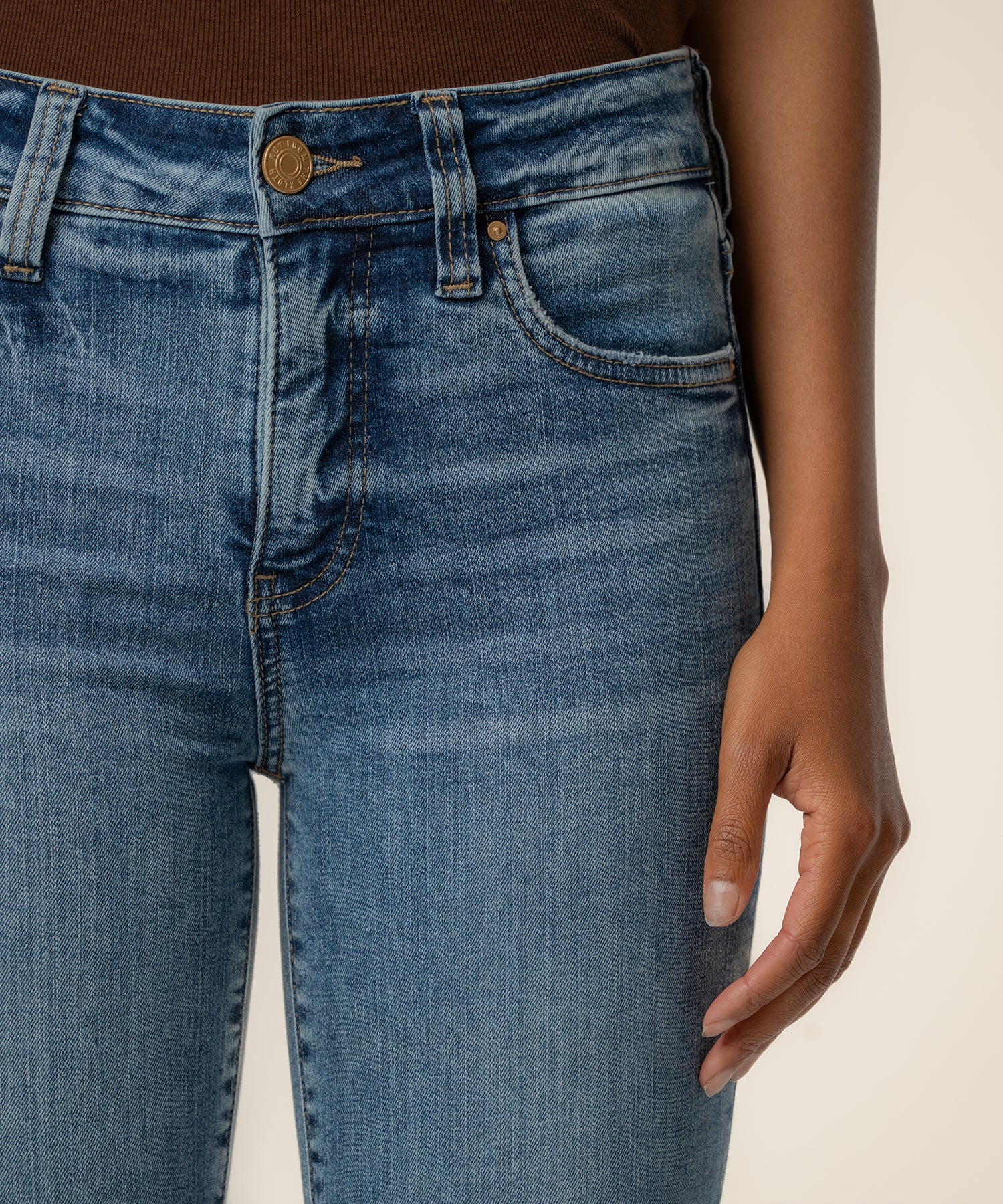 Natalie High Rise Bootcut, Short Inseam in Cracking Wash - Kut