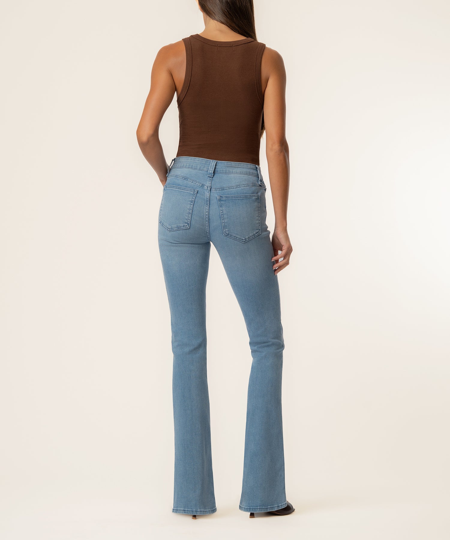 Natalie Mid Rise Flare in Lively Wash