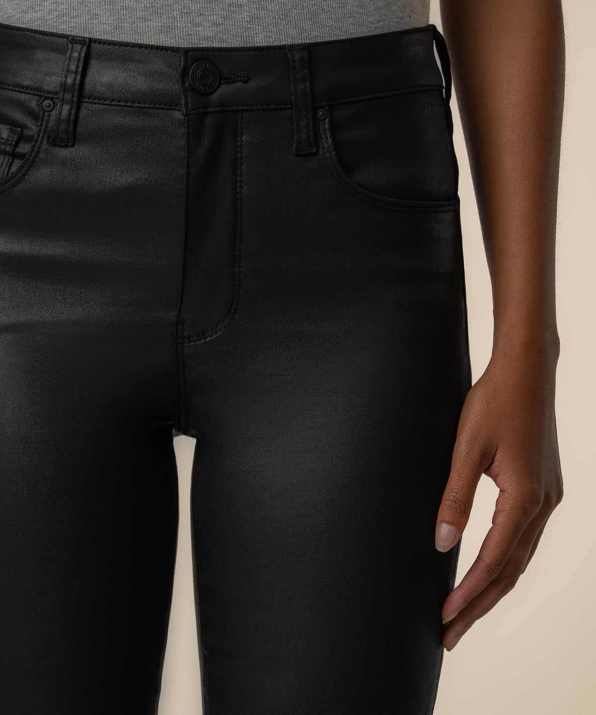 Ana Coated High Rise Flare in Black