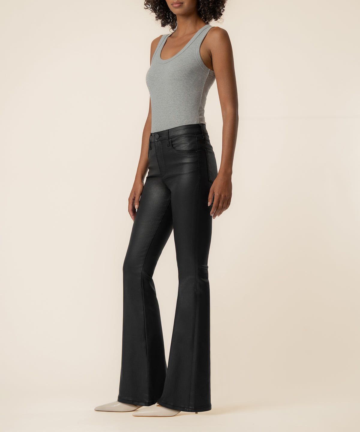 Ana Coated High Rise Flare in Black