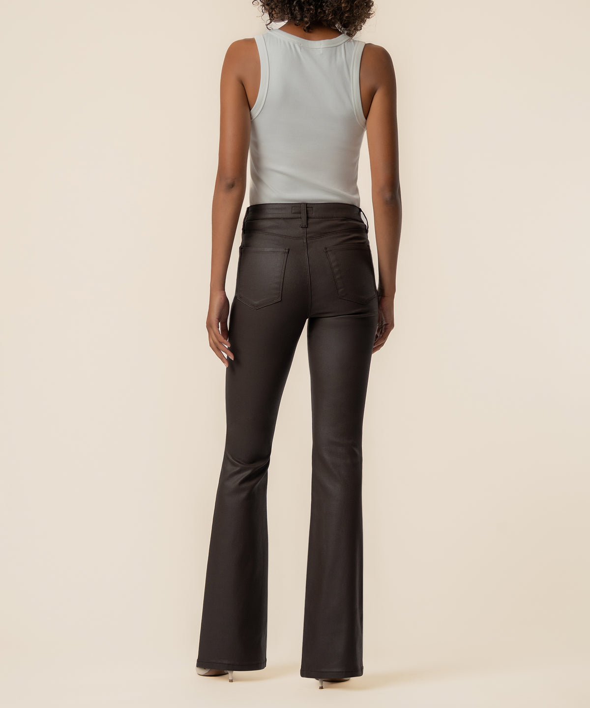 Ana Coated High Rise Flare in Chocolate
