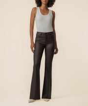 Ana Coated High Rise Flare in Chocolate