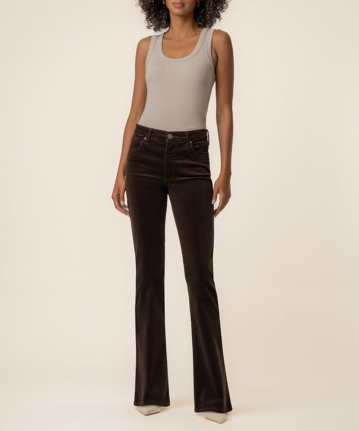 Ana Corduroy High Rise Flare in Brownie