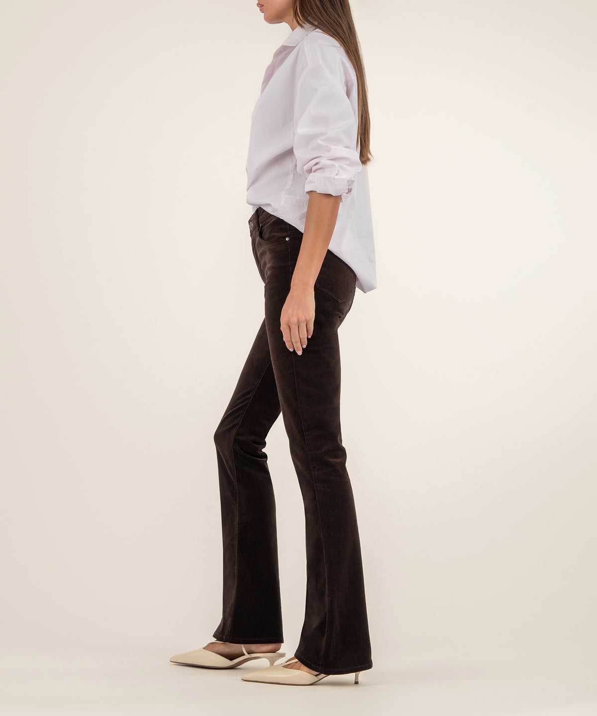 Ana Corduroy High Rise Flare in Brownie
