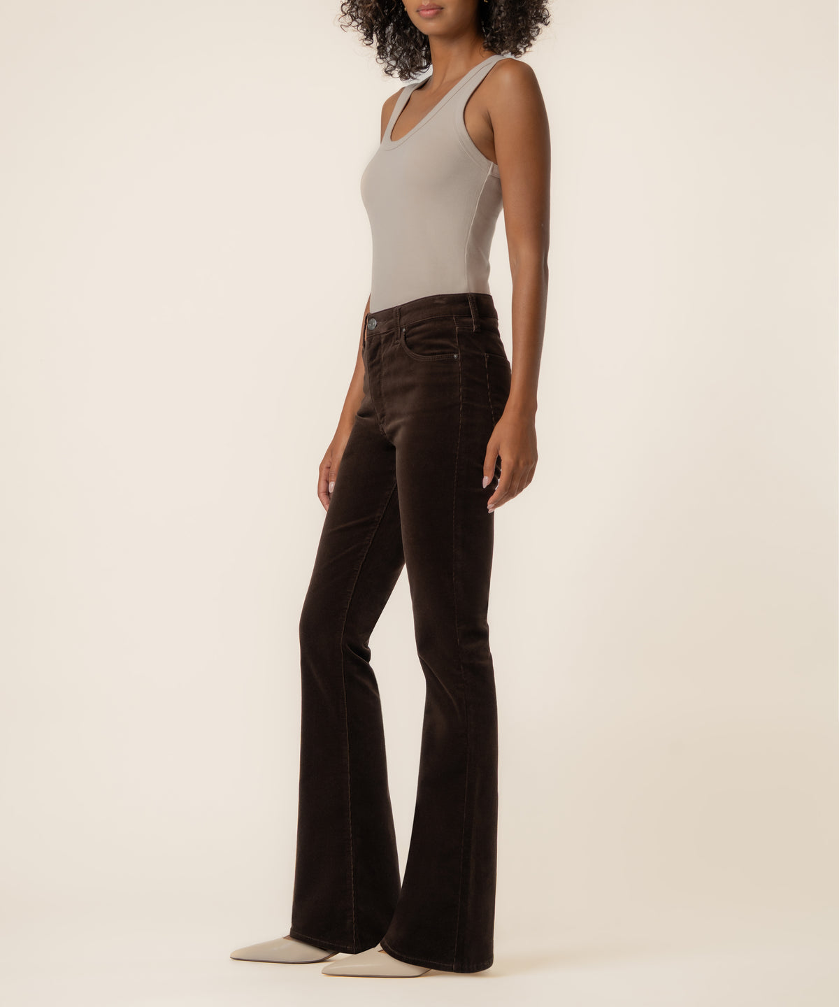 Ana Corduroy High Rise Flare in Brownie