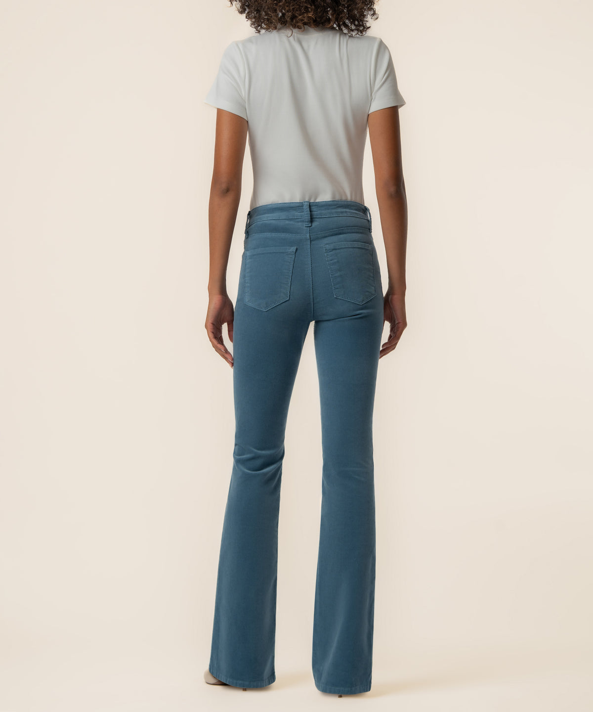 Ana Corduroy High Rise Flare in Elba Blue