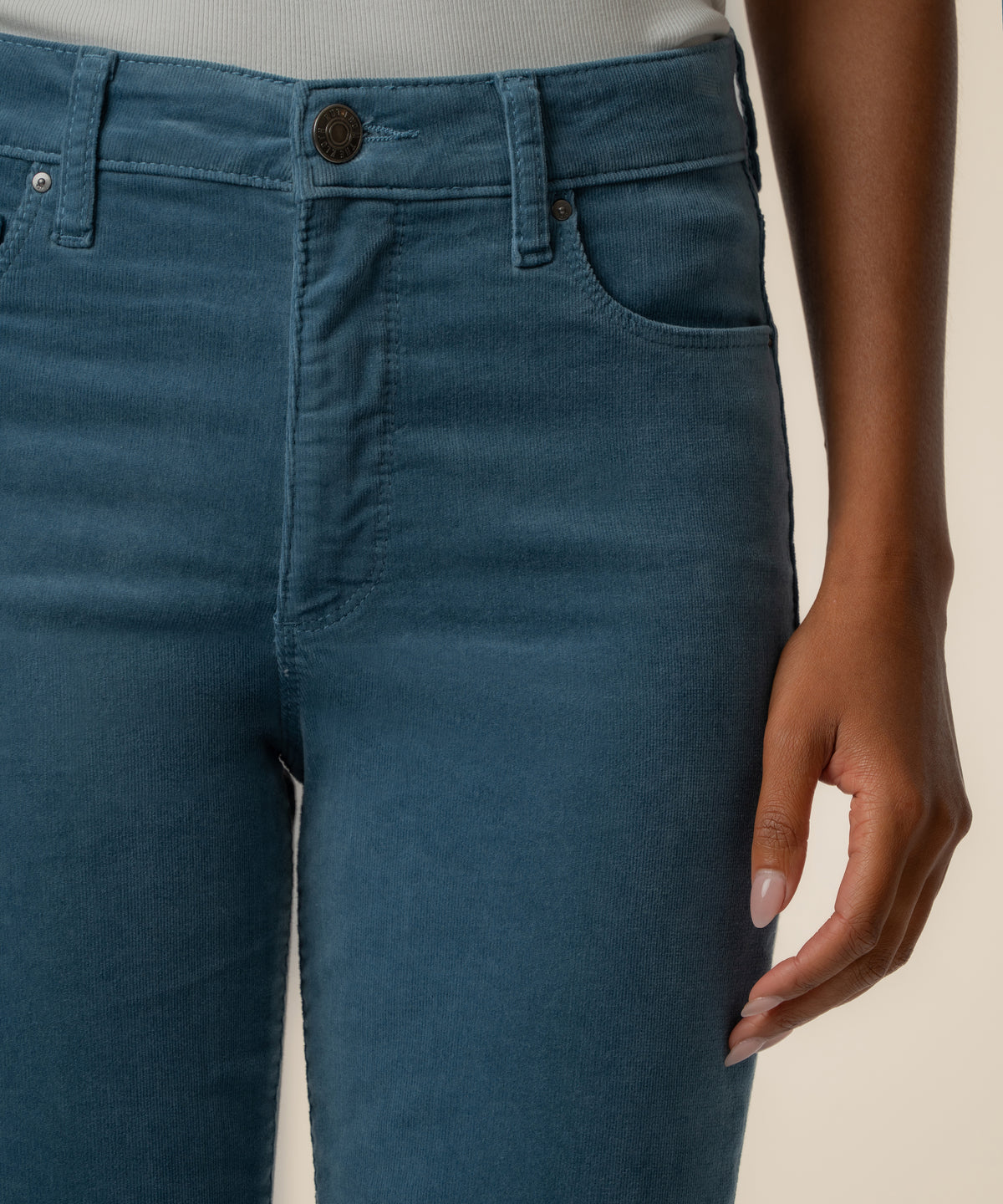 Ana Corduroy High Rise Flare in Elba Blue
