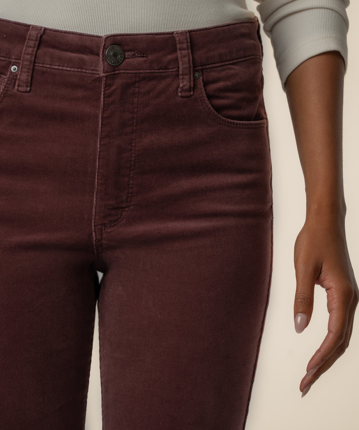 Ana Corduroy High Rise Flare in Mauve