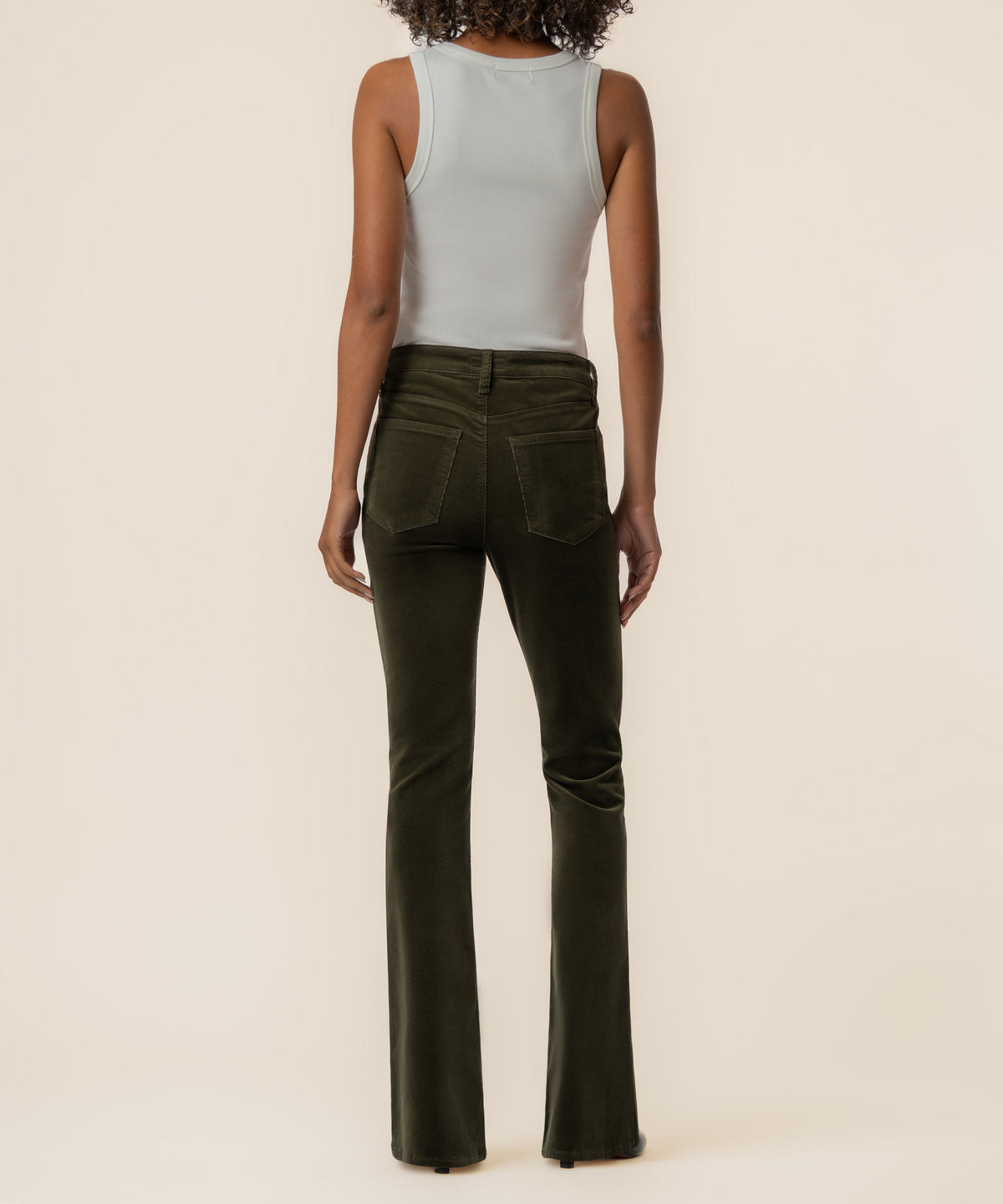 Ana Corduroy High Rise Flare in Olive