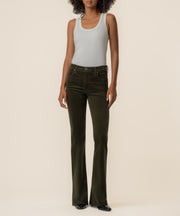 Ana Corduroy High Rise Flare in Olive