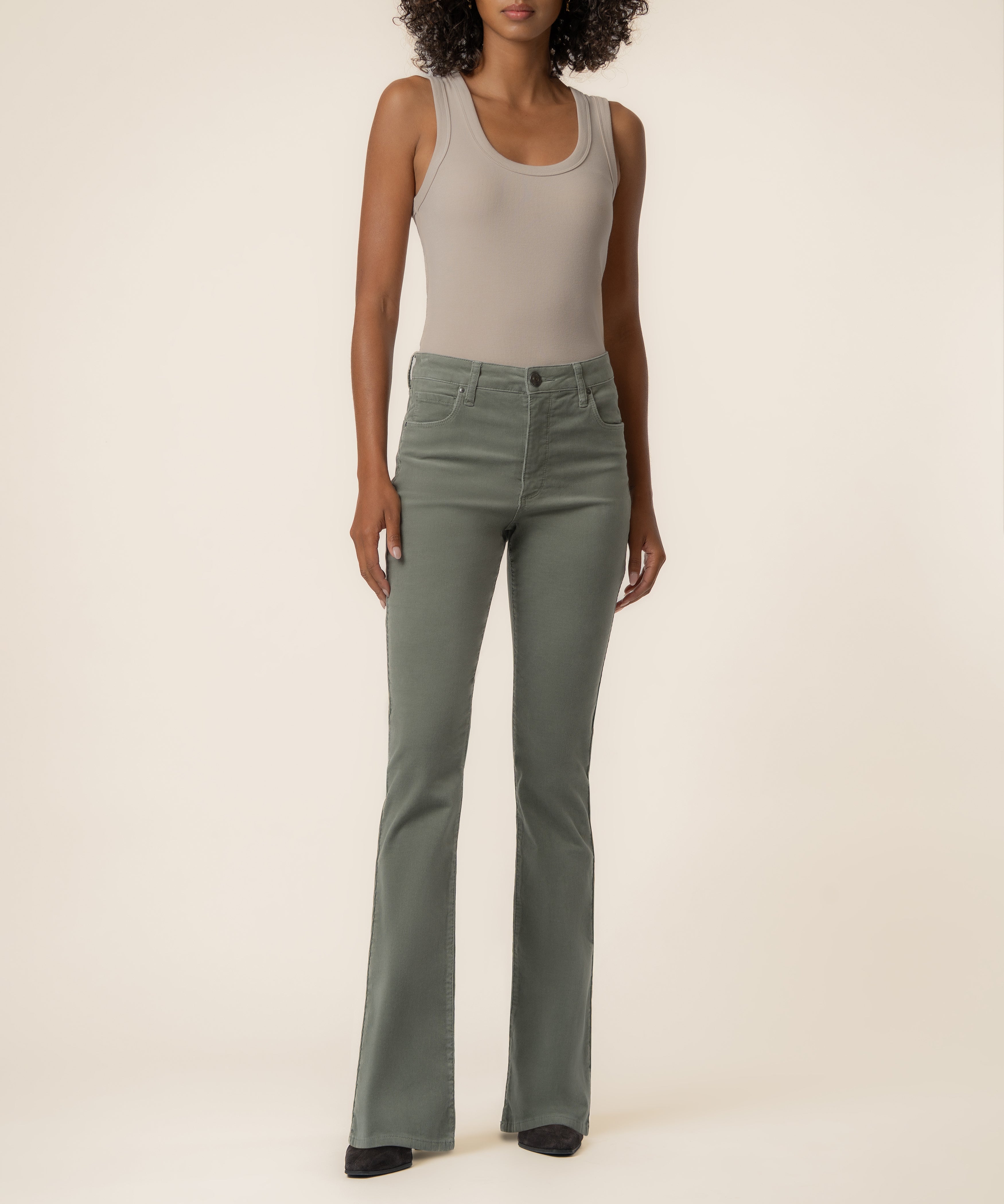 Ana Corduroy High Rise Flare in Sea Star