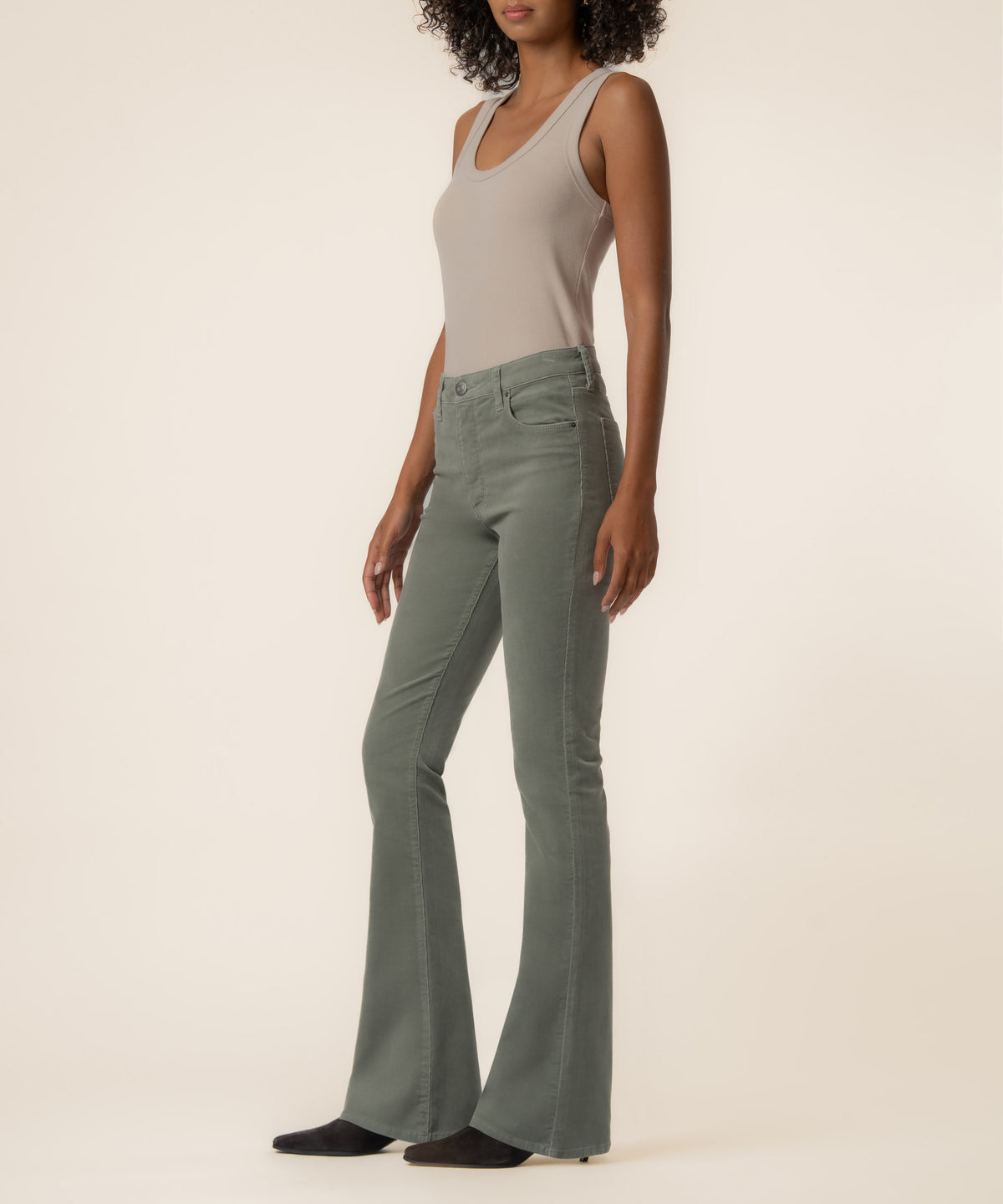 Ana Corduroy High Rise Flare in Sea Star