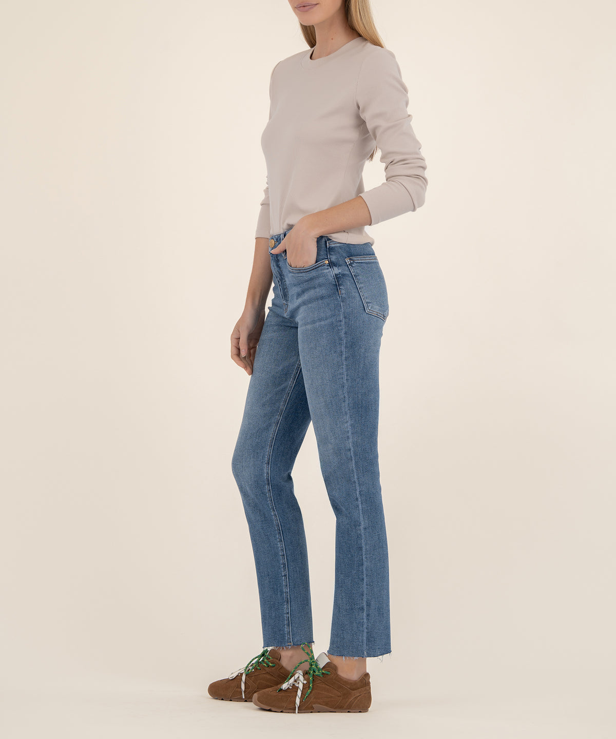 Rachael High Rise Mom Jean, Long Inseam in Exalted Wash