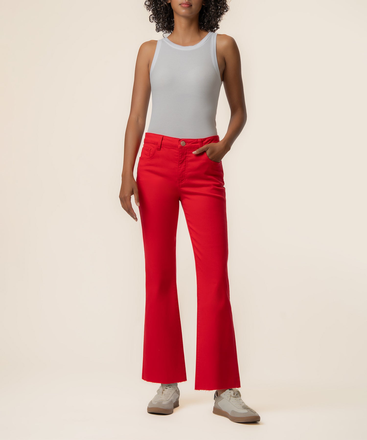 Kelsey Twill High Rise Ankle Flare, Exclusive in Cherry