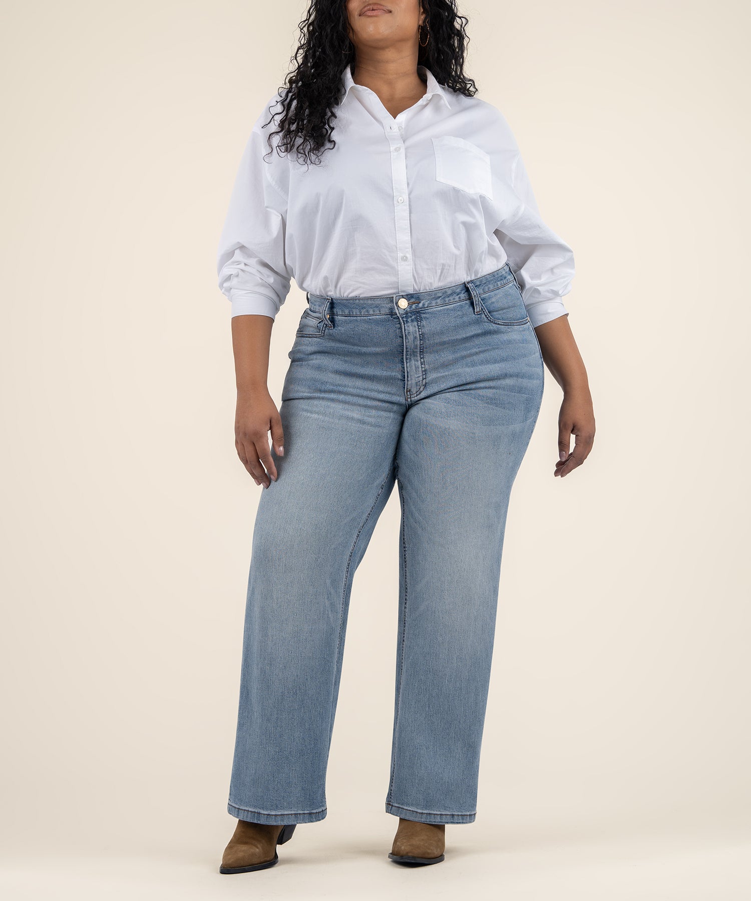 Caritasnepal Plus Size White Bell Bottom Pants Wedding Dress Plus