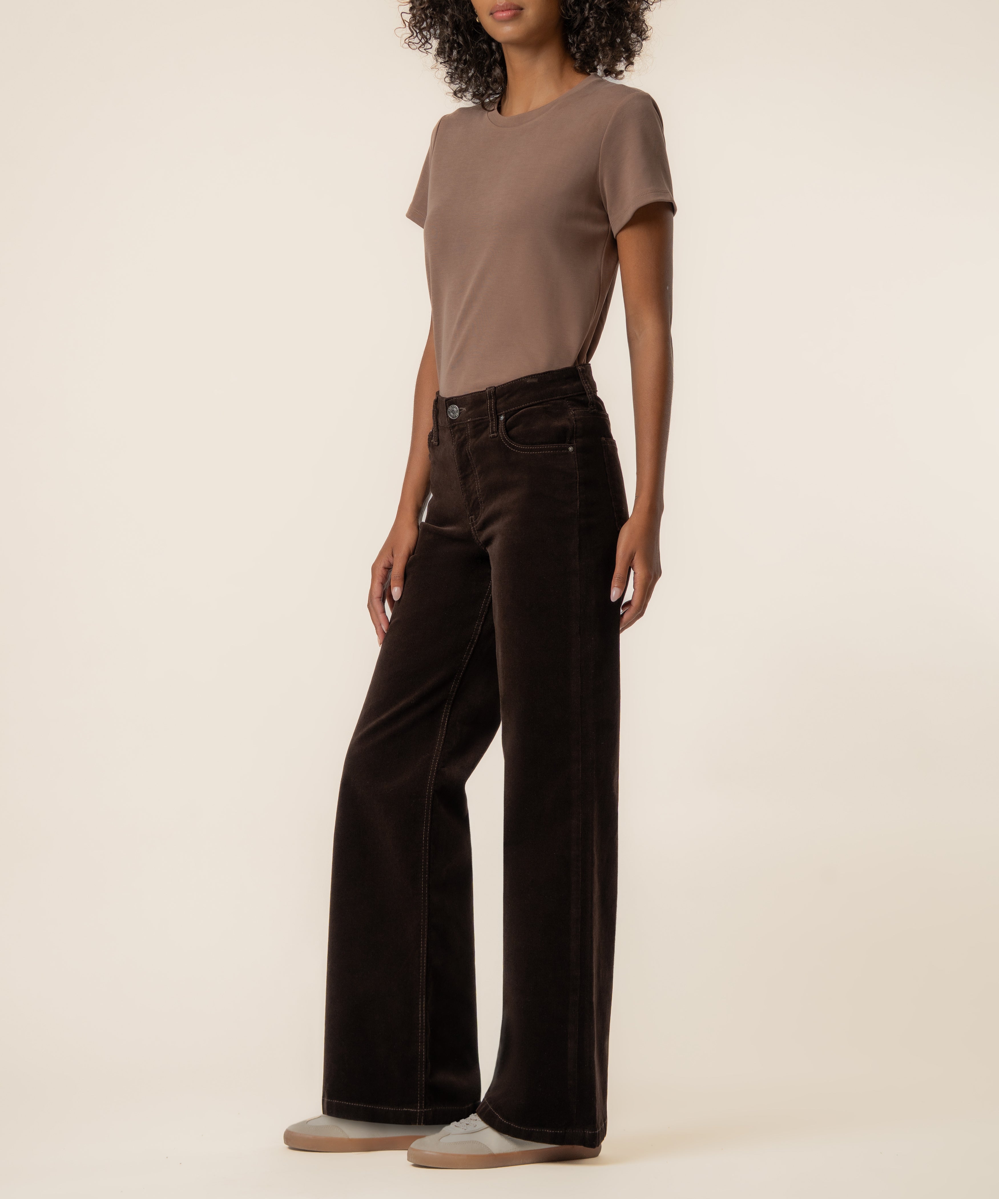 Jean Corduroy High Rise Wide Leg in Brownie