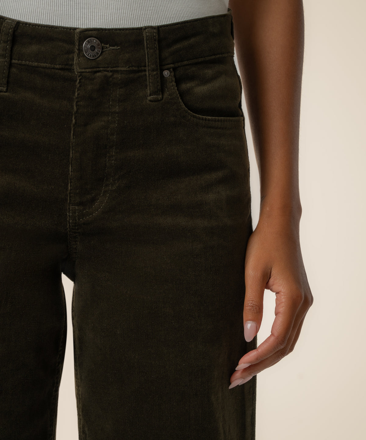 Jean Corduroy High Rise Wide Leg in Olive