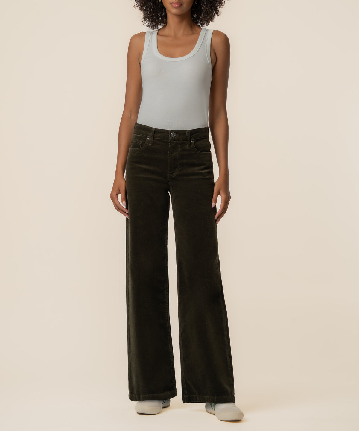Jean Corduroy High Rise Wide Leg in Olive