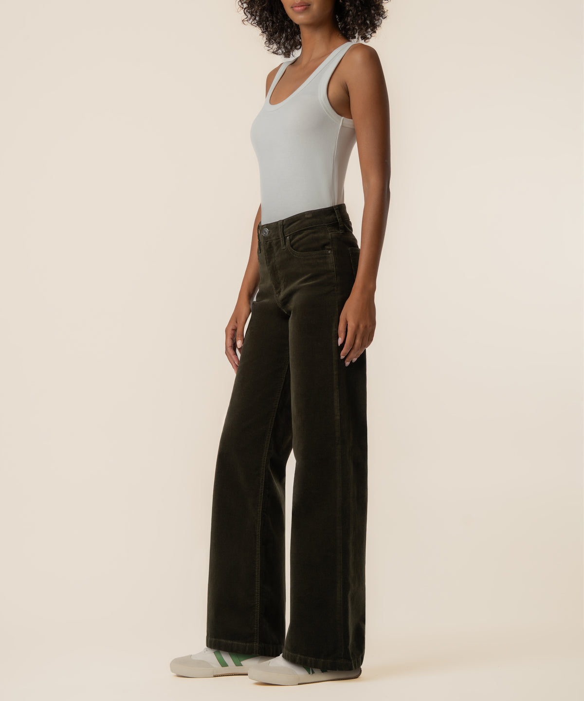 Jean Corduroy High Rise Wide Leg in Olive