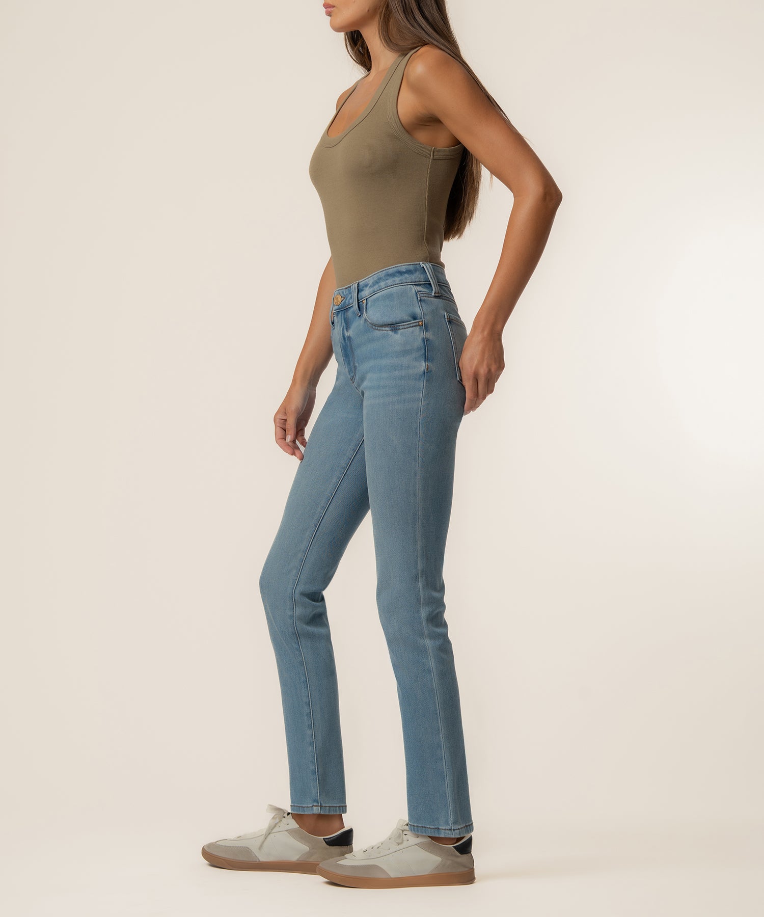 Stevie Mid Rise Straight Leg, Petite in Certify Wash