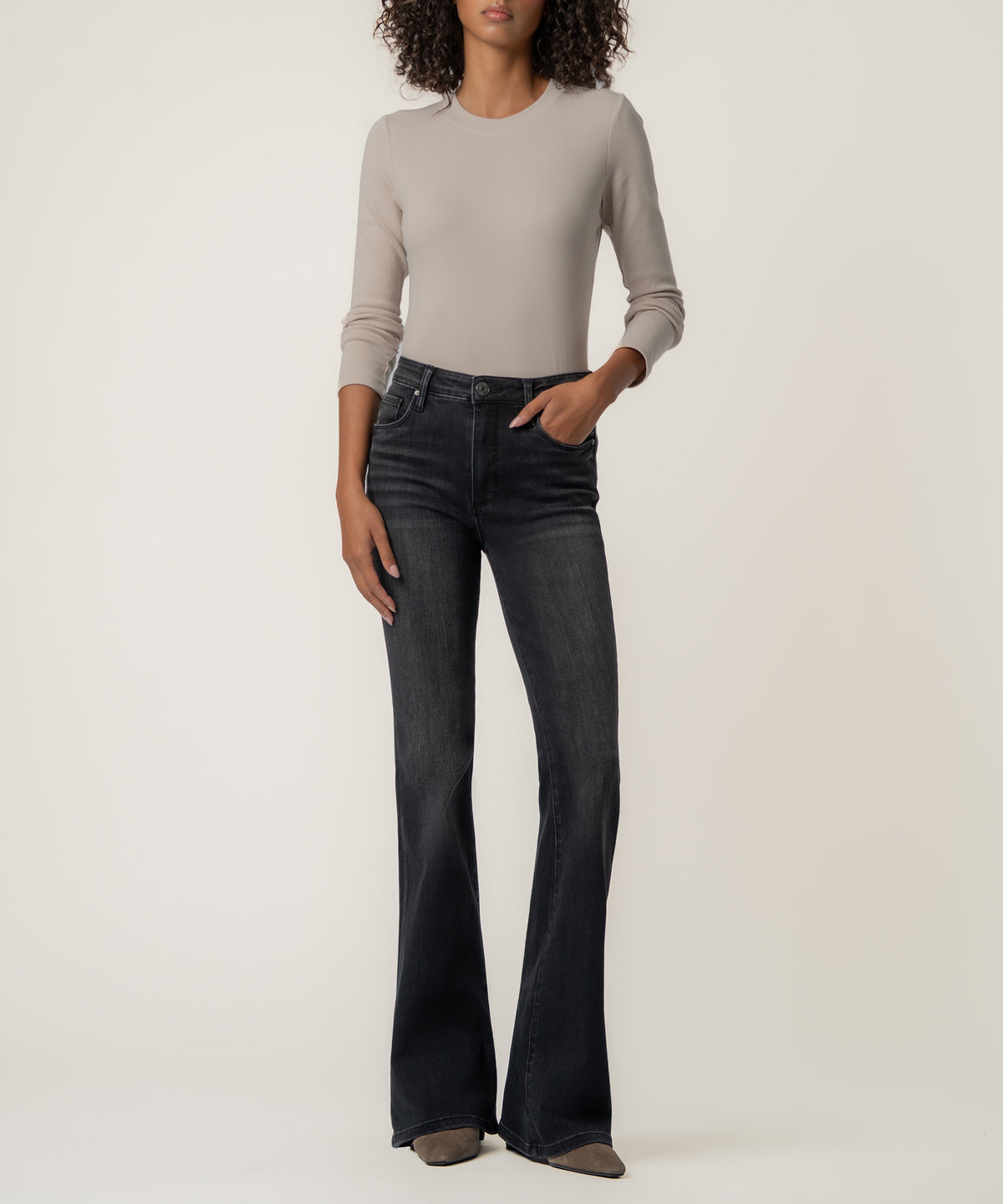 Ana High Rise Flare, Long Inseam in Intellect Wash
