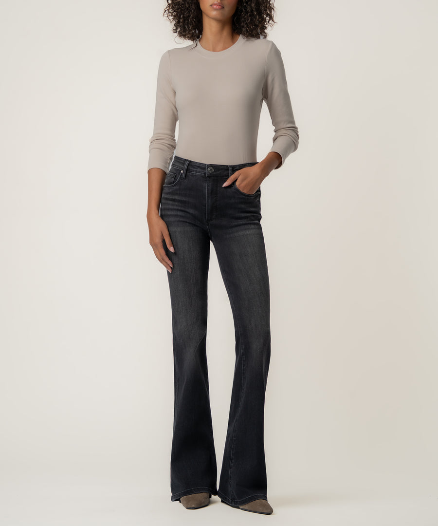Ana High Rise Flare, Long Inseam in Intellect Wash