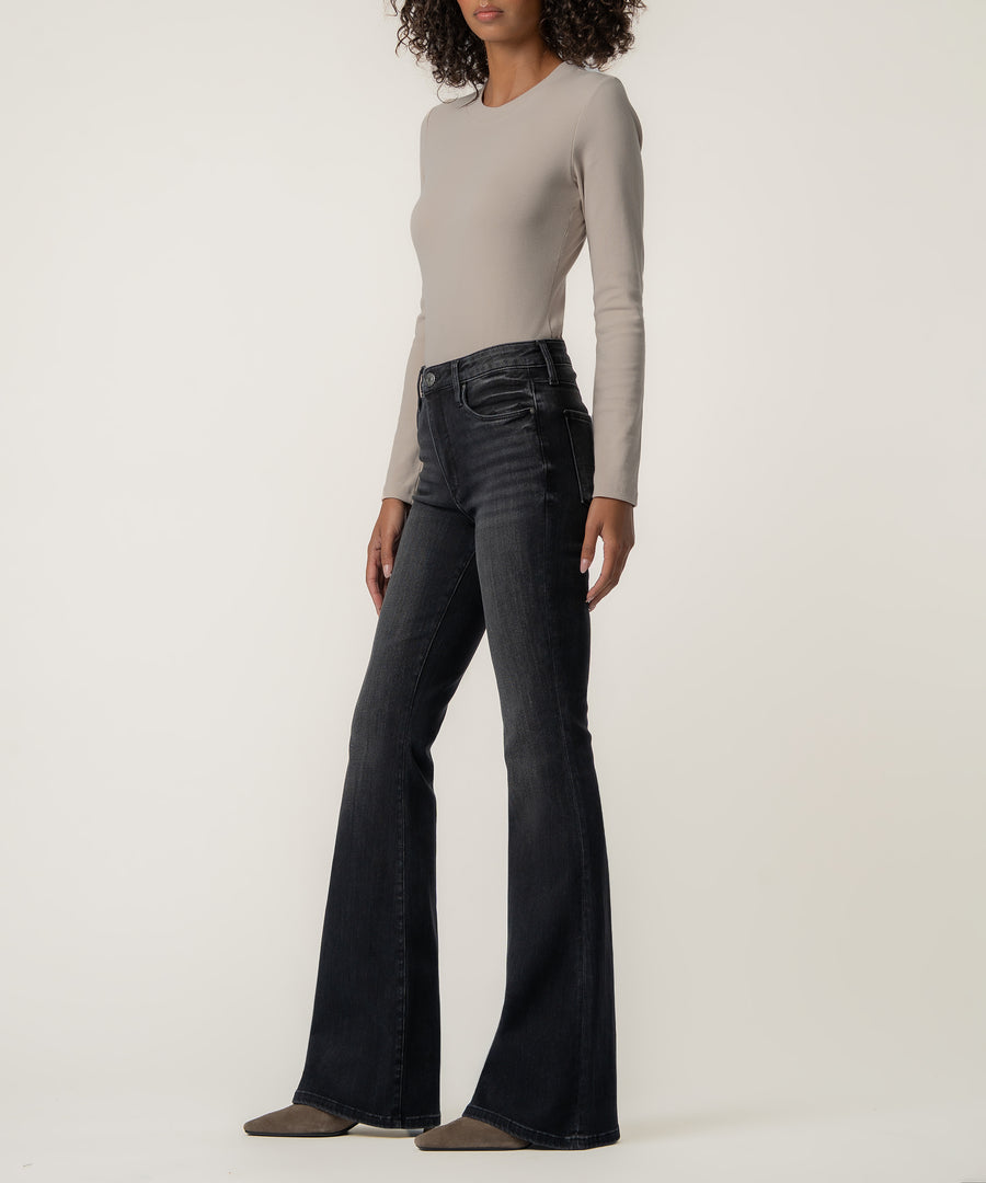 Ana High Rise Flare, Long Inseam in Intellect Wash